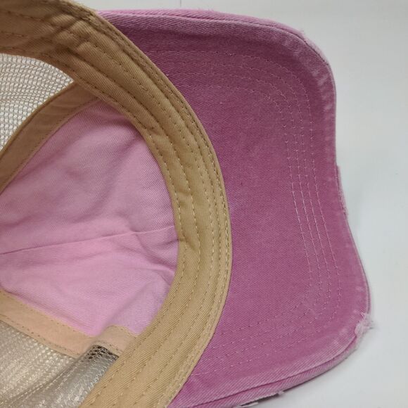 C.C. Womens Strapback Mesh Back Hat Pink Adjustable Distressed - Picture 10 of 12